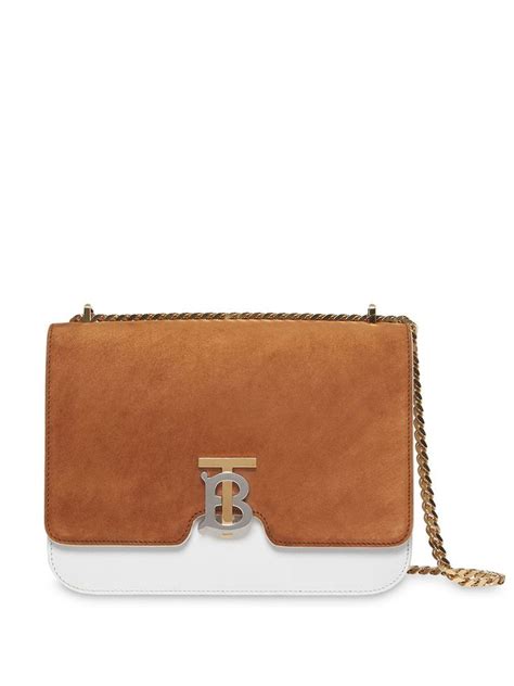 Leather And Suede Calf Leather Burberry Structured Bag Two Tones