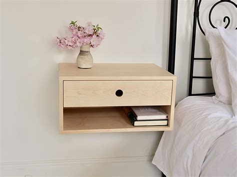 Floating Nightstand With Drawer And Open Shelf In Solid