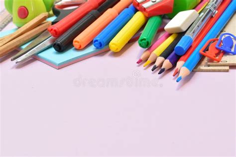 School Stationery Items On Table Home Education September 1 Stock