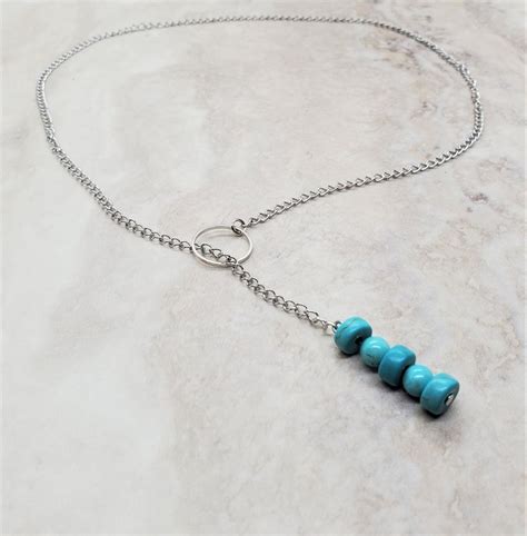 Turquoise Lariat Necklace Gemstone Necklace Long Necklace Etsy