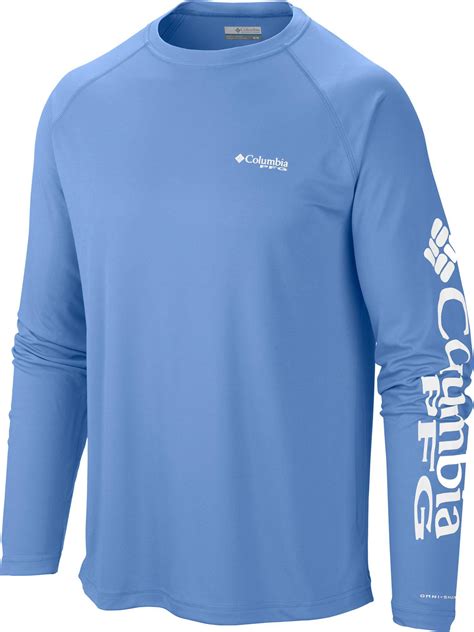 Columbia Synthetic Pfg Terminal Tackle Long Sleeve Shirt In Blue For