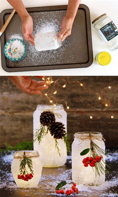 5 Minute Diy Snow Frosted Mason Jar Decorations Magical Christmas