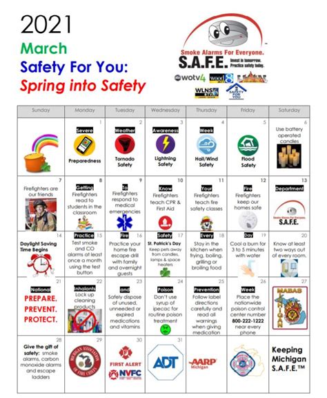 Spring Into Safety Calendar National Volunteer Fire Council