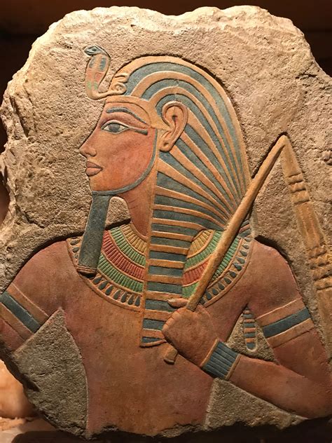 Tutankhamen Painted Relief Carving Signed 2018 Edition Available To