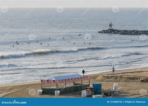 Surfers In The Ocean Surf At Virginia Beach Va Editorial Stock Photo