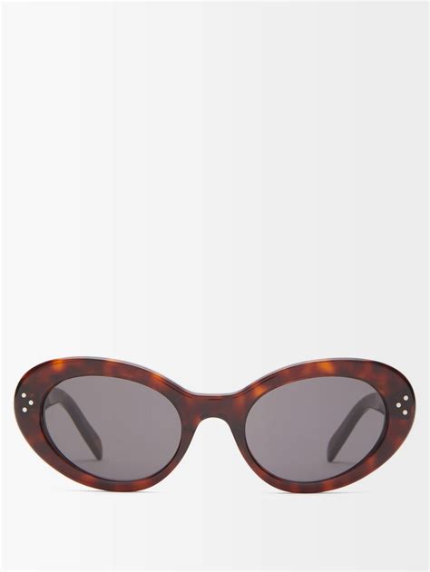 Oval Cat Eye Tortoiseshell Acetate Sunglasses Brown Celine Eyewear