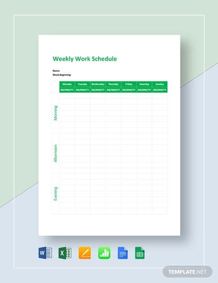 9 Weekly Work Schedule Templates Pdf Docs