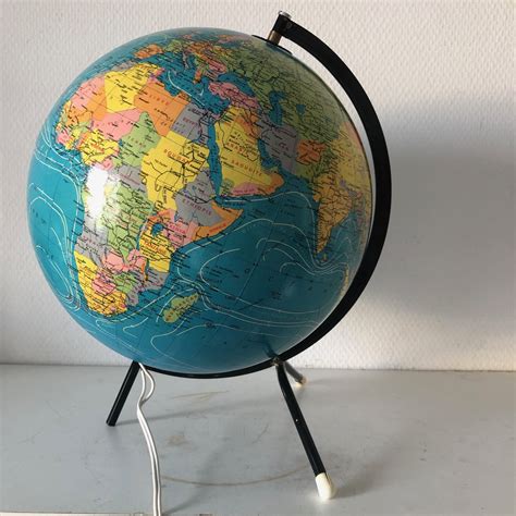 Globe Terrestre Verre Taride 33cm Vintage 1979 — Jolie Vieillerie