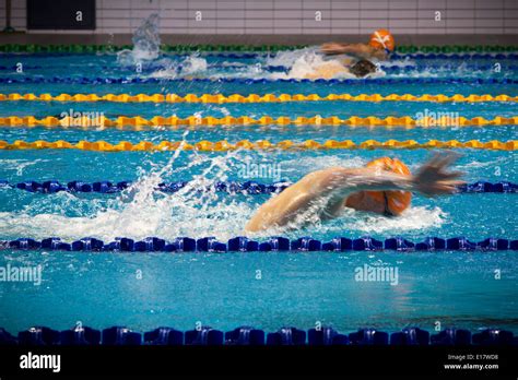Beautiful Photo Of A Swimming Pool Swimmers In Lanes Stock Photo Alamy