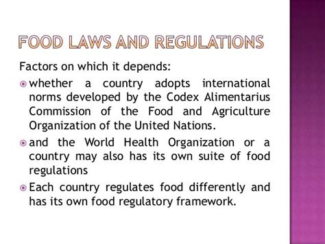 Laws And Regulations Related To Food Industries