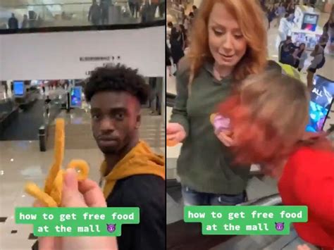 Viral Tiktok Video Woman Snatches Free Food From Strangers At Mall