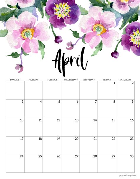 Cute Printable April 2022 Calendar