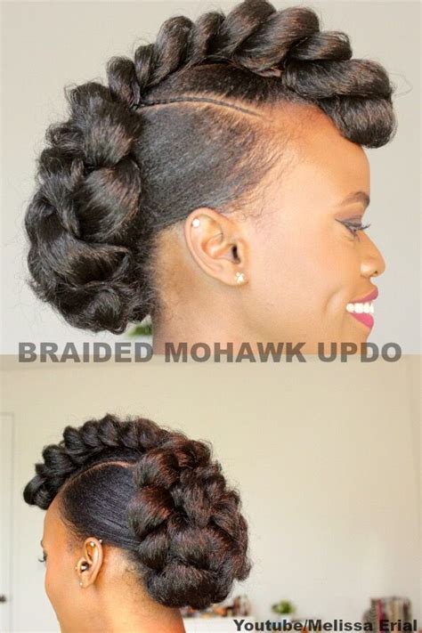 Braided Mohawk Updo On Natural Hair Braided Mohawk Hairstyles Cute
