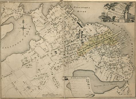John Hales Superb Map Of Portsmouth New Hampshire Rare