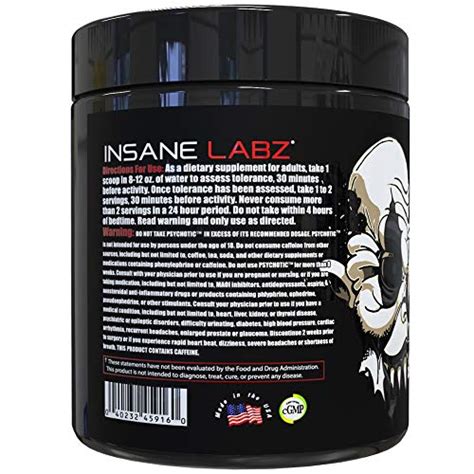 Insane Labz Psychotic Black Edition Mid Stimulant Pre Workout Powder Energy Focus Pumps Loaded
