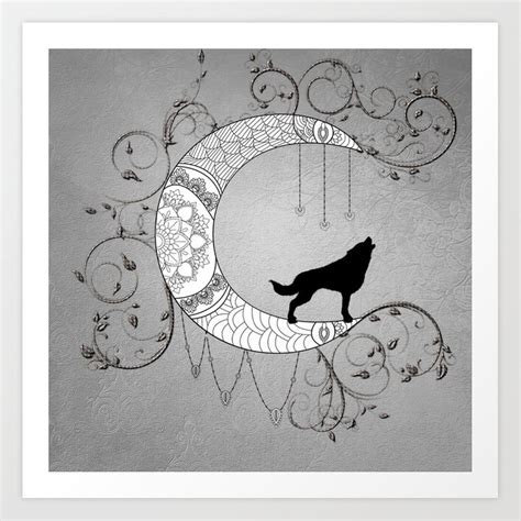 Download Moon mandala design with wolf Art Print by nicky2342 ...