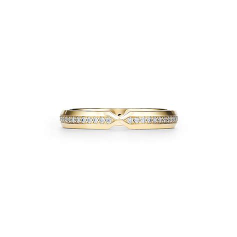 The Tiffany® Setting Nesting Narrow Band Ring In 18k Gold With Diamonds