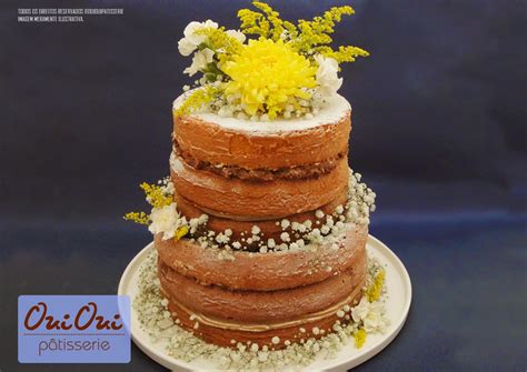 Oui Oui Pâtisserie Naked Cake Bolo Rústico I Flores Amarelas