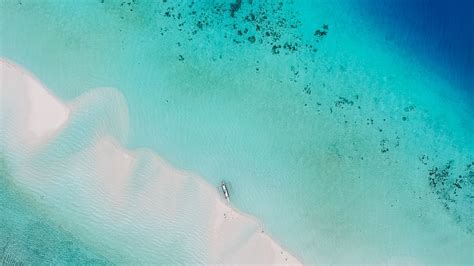 Download Wallpaper 1920x1080 Ocean Aerial View Water Tropics Sand