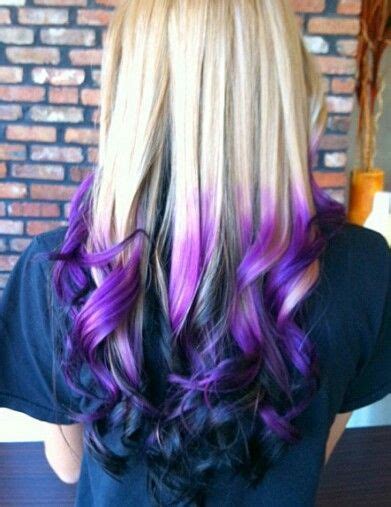Blonde Purple Black Ombre Dip Dyed Hair Dip Dye Hair Colored Hair