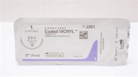 Ethicon J261 1 Coated Vicryl Stre Ct 1 36mm 12c Taperpoint 27inch