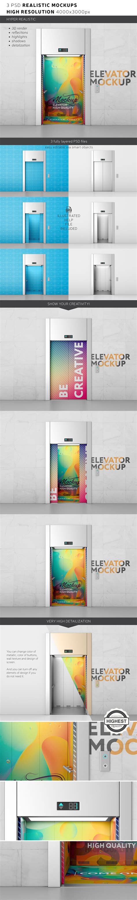 Present your design on this mockup. NEW Elevator Mockup on Behance