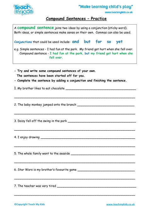 Compound Sentences Worksheets