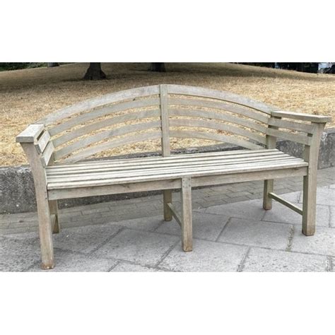 Garden Bench Bespoke Weathered Teak With Arched Back And Fl In