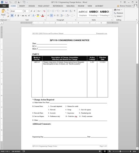 Rbi's master circular on customer service in banks. Engineering Change Notice ISO Template
