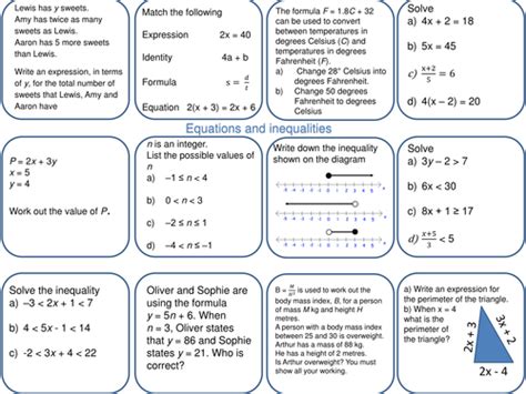 Gcse 1 9 Foundation Equations And Inequalities Revision Mat Teaching