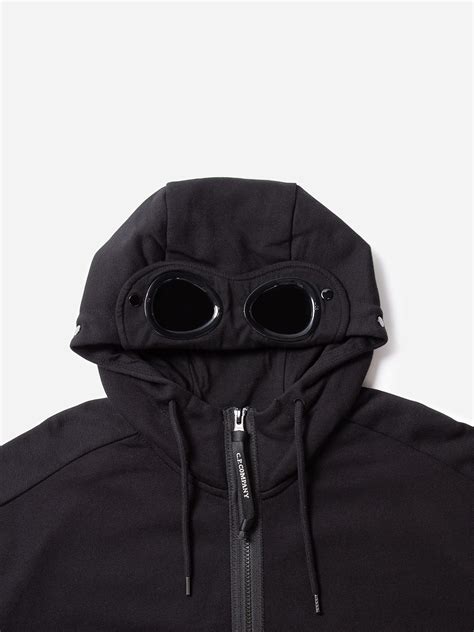 Cp Company Hoodies Goggle Cotton Zip Hoody In Black 11cmss060a005086w