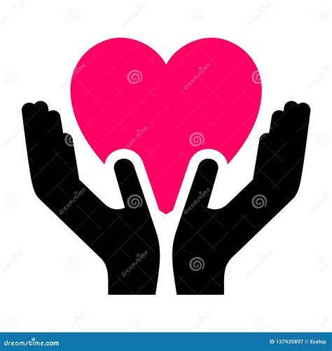 Hands With Heart Icon Two Tone Silhouette Stock Vector Illustration