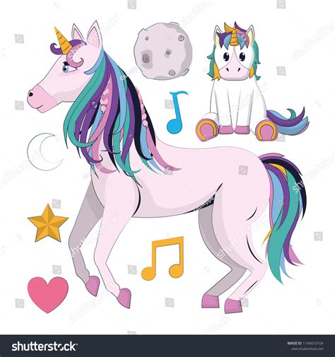 Beautiful Unicorns Cartoons Stock Vector Royalty Free 1145613164