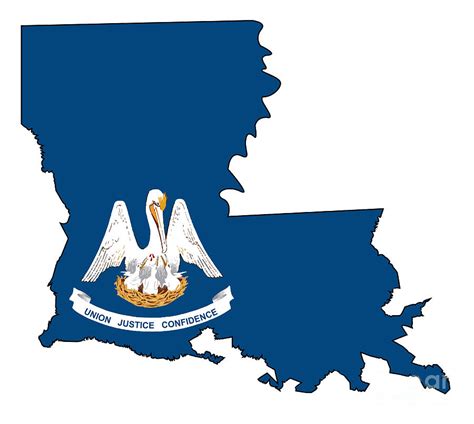 Louisiana State Outline Map And Flag Digital Art By Bigalbaloo Stock