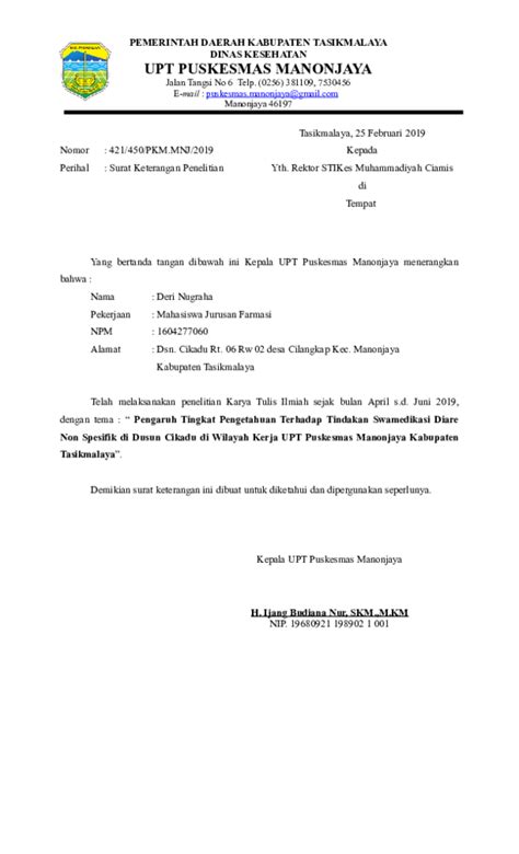 Contoh Surat Balasan Penelitian Skripsi Dari Perusahaan Surat - Riset