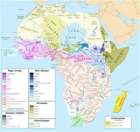 Map Of African Languages Including Families And Subfamilies 1525 ×