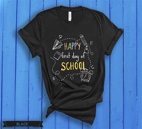Happy First Day Of School Shirt Teacher Shirts Teacher Etsy
