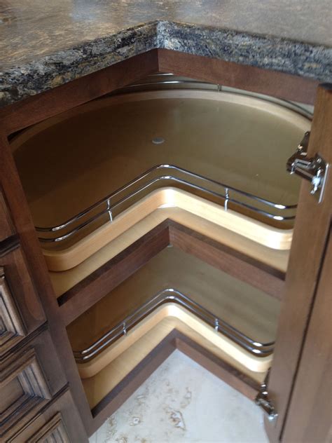 Corner cabinets can be created automatically using the auto corner cabinet feedback, or by specifying a cabinet as a corner cabinet using on the general panel of the cabinet specification dialog, and under options, place a check next to lazy susan to indicate a lazy susan in the. pie shaped lazy susan for a corner cabinet. | Kitchen ...