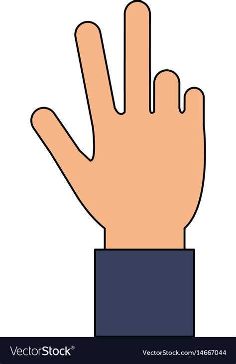 Color Image Cartoon Hand With Three Fingers Up Vector Image