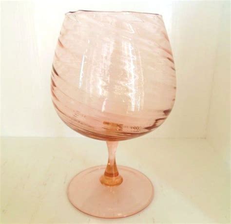 Vintage Empoli Glass Pink Brandy Sniffer Optic Swirl Vase Etsy Empoli Glass Pink Glass