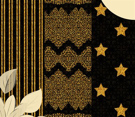 Golden Black Glitter Digital Scrapbook Paper