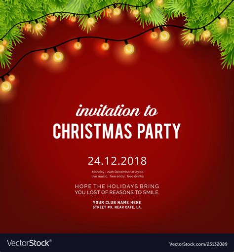 Merry Christmas Party Invitation Background Vector Image