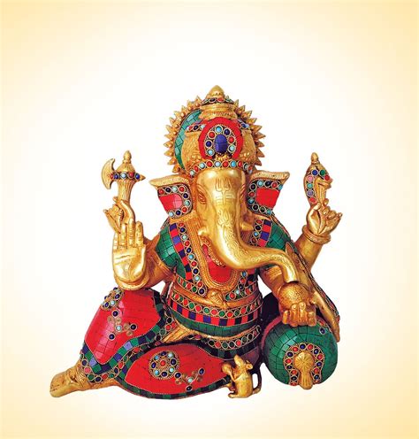 Sitting Lord Ganesha Brass Statue Devotionalstore