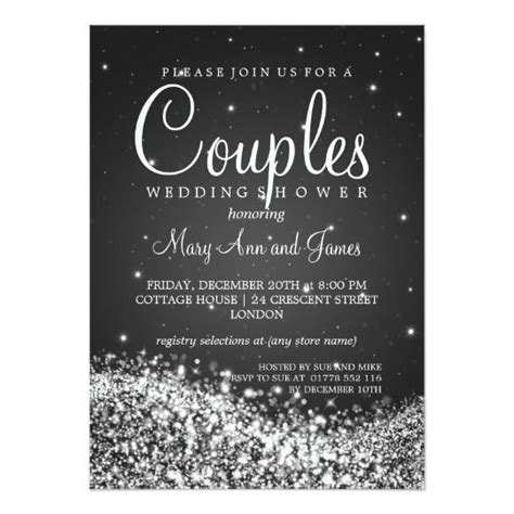 elegant couples shower sparkling wave black invitation zazzle couple wedding shower couples