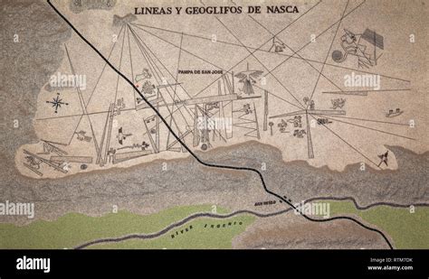 Map Of The Lines And Geoglyphs Of Nazca Stock Photo Alamy