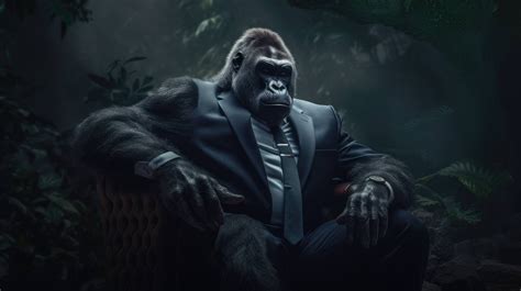 A 4k Ultra Hd Wallpaper Of A Sophisticated Gorilla In A Tailored Suit