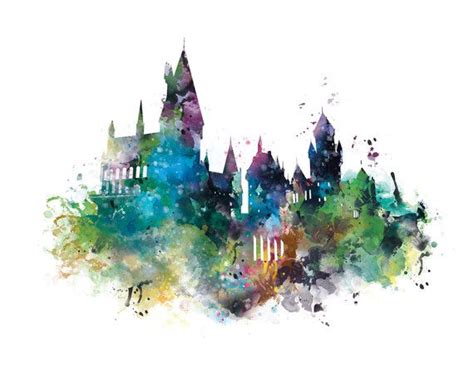 Hogwarts Castle Art Print Watercolor Hogwarts Poster By Monnprint