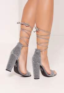 missguided wrap around strap glitter block heel silver heels prom heels silver block heels