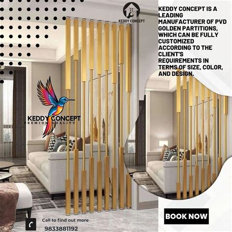 Golden Stainless Steel Decorative Partition Screens Color Coated 1 Panel At Rs 1900sq Ft In