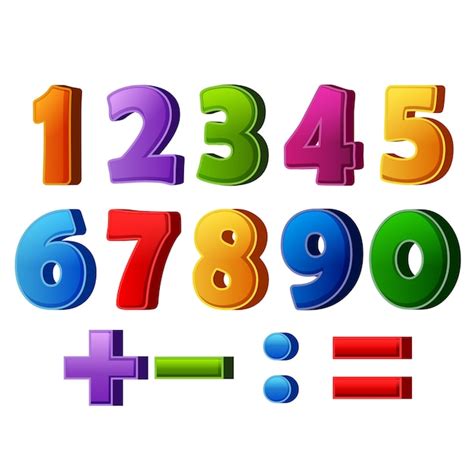 Números Coloridos E Operações Matemáticas Vetor Premium